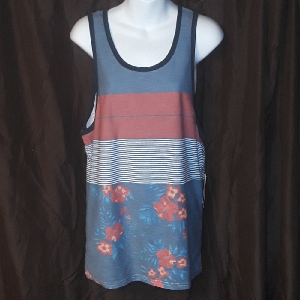 Distortion Tank Top in Color Block, Floral print, and Stripes Cotton Poly Blend - Picture 7 of 16